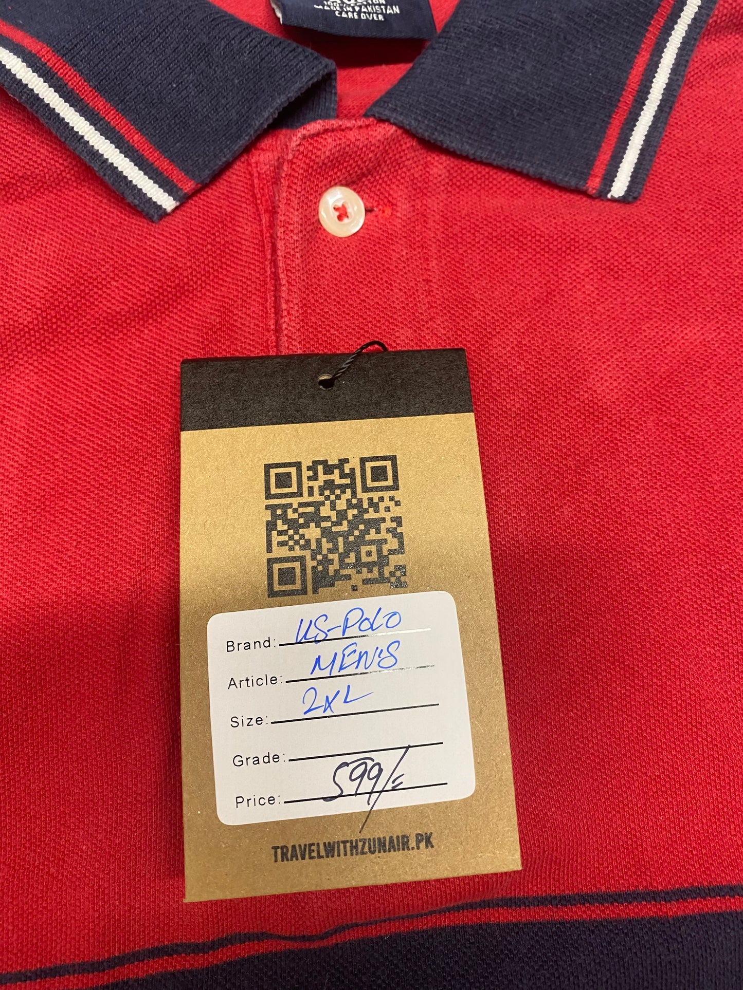US Polo Assn Men's Red Blue Shirt