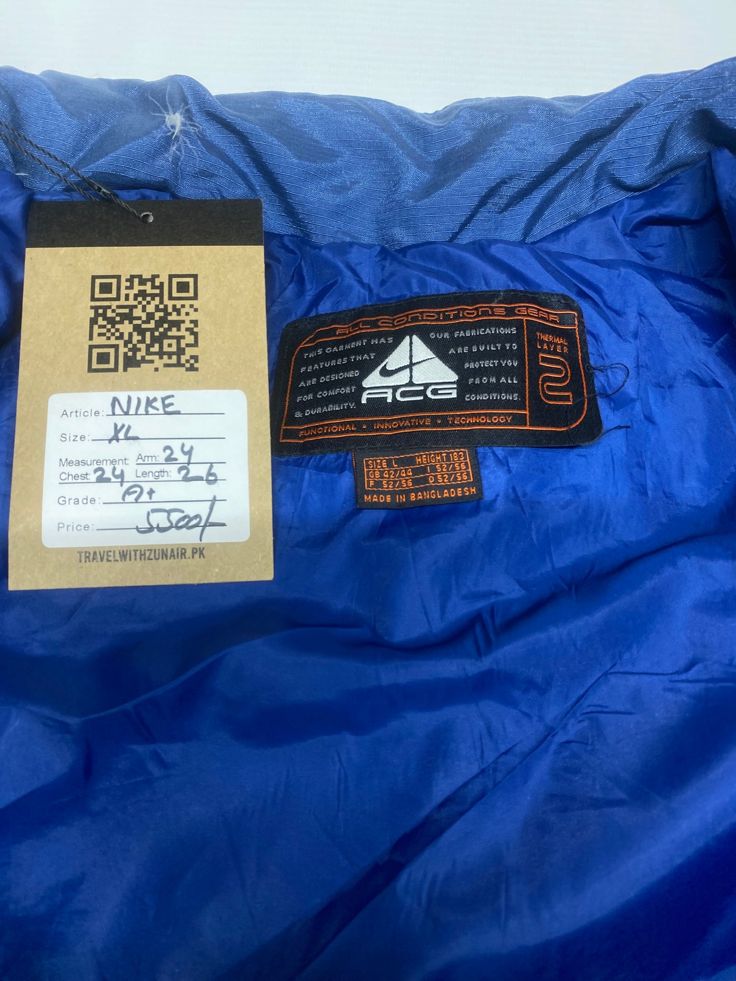 Vintage Nike Mens Neon Green Quilted Puffer Down
