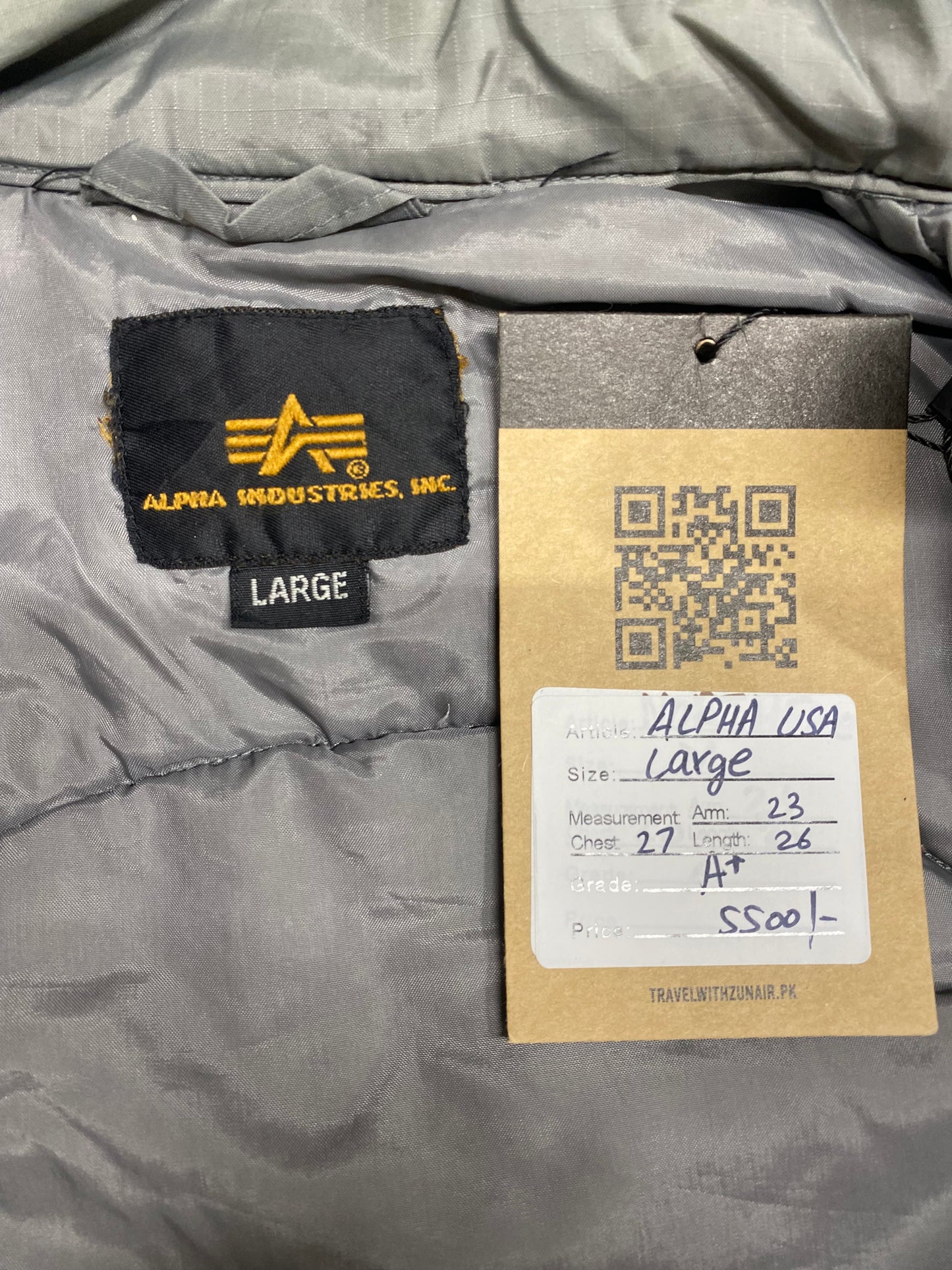 Alpha USA 90s Jeans Quilted Puffer Down Jacket