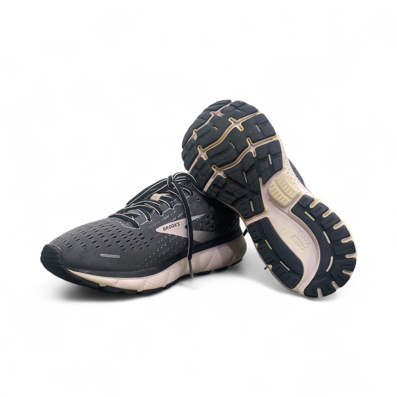 Brooks Ghost 13 Running Shoes Gray Pink Black Athletic Sneakers