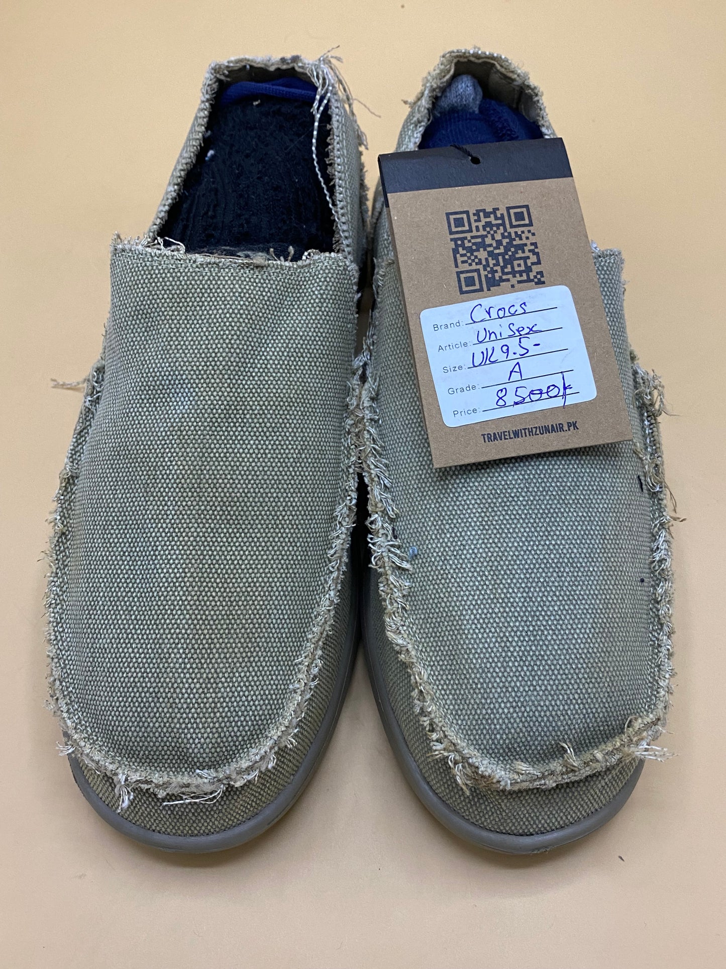 Crocs Men's Avast Tan Canvas Slip On Comfort Loafers