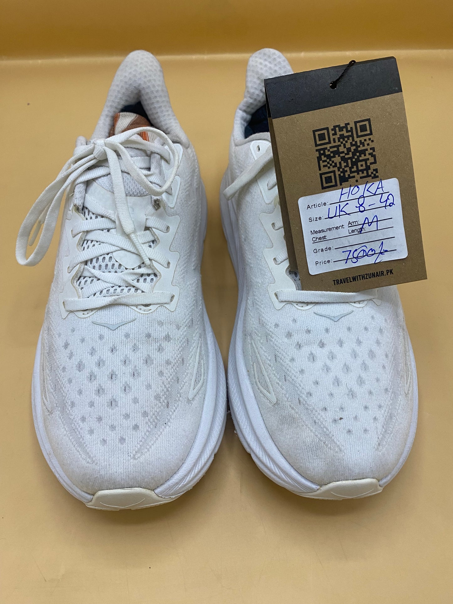 Hoka One On Clifton 9 White Silver Running Shoes