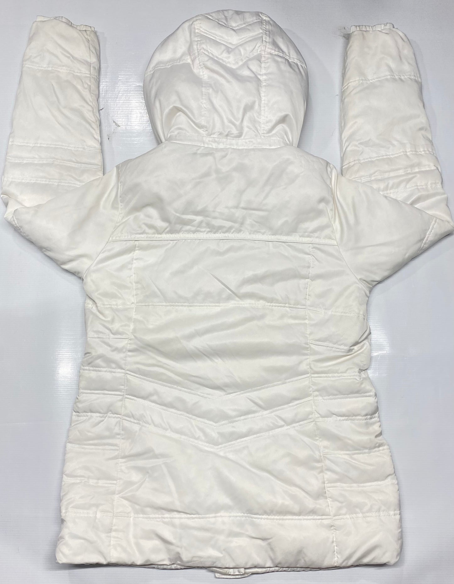 Adidas Puffer Coat Cream Zipper and Hood Womens