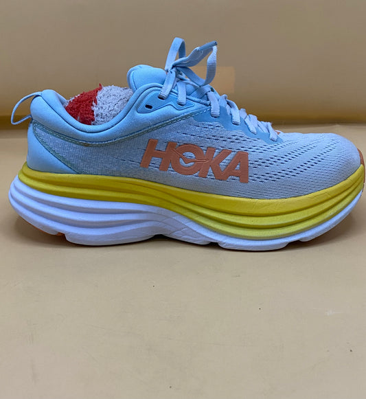 Hoka One Bondi 8 Shoes Womens Blue Yellow Running Sneaker