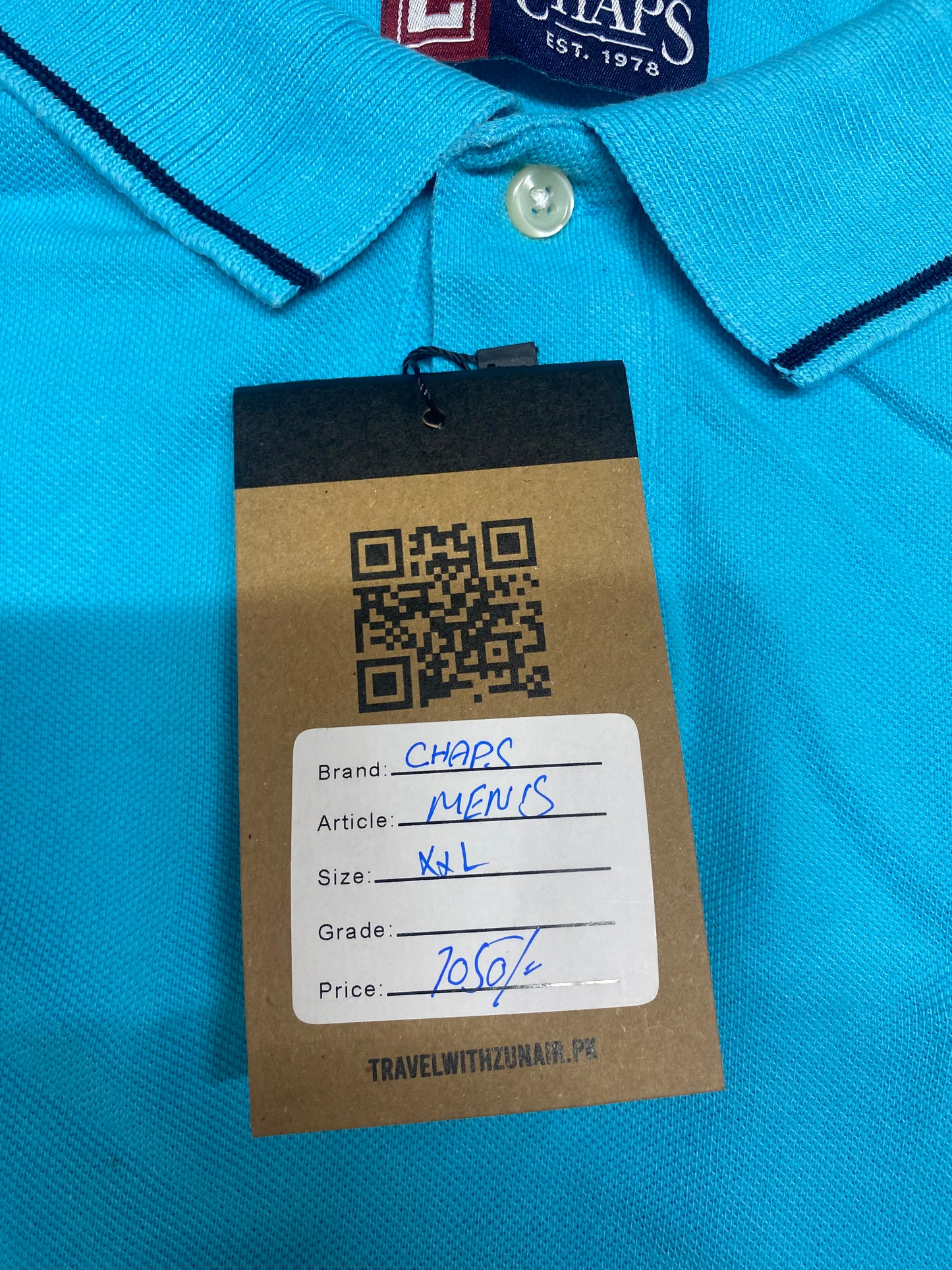 Chaps Mens Light Blue Cotton Short Sleeve