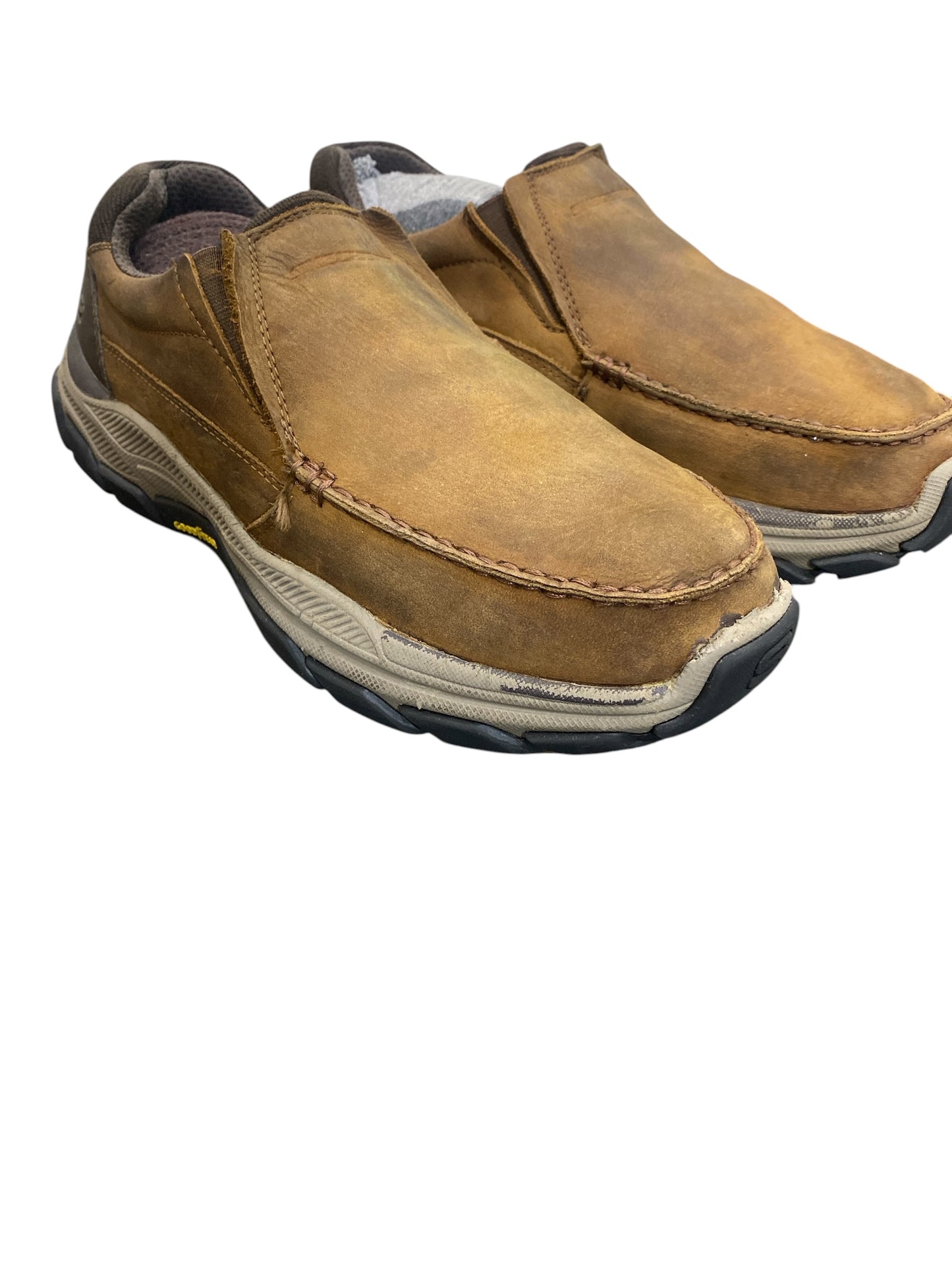 Skechers Respected Mens  Brown Walking Leather Slip On Loafers Shoes