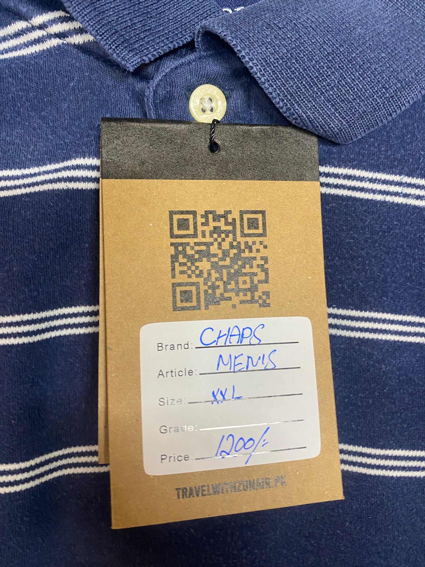 Chaps Shirt Mens Blue Striped Short Sleeve