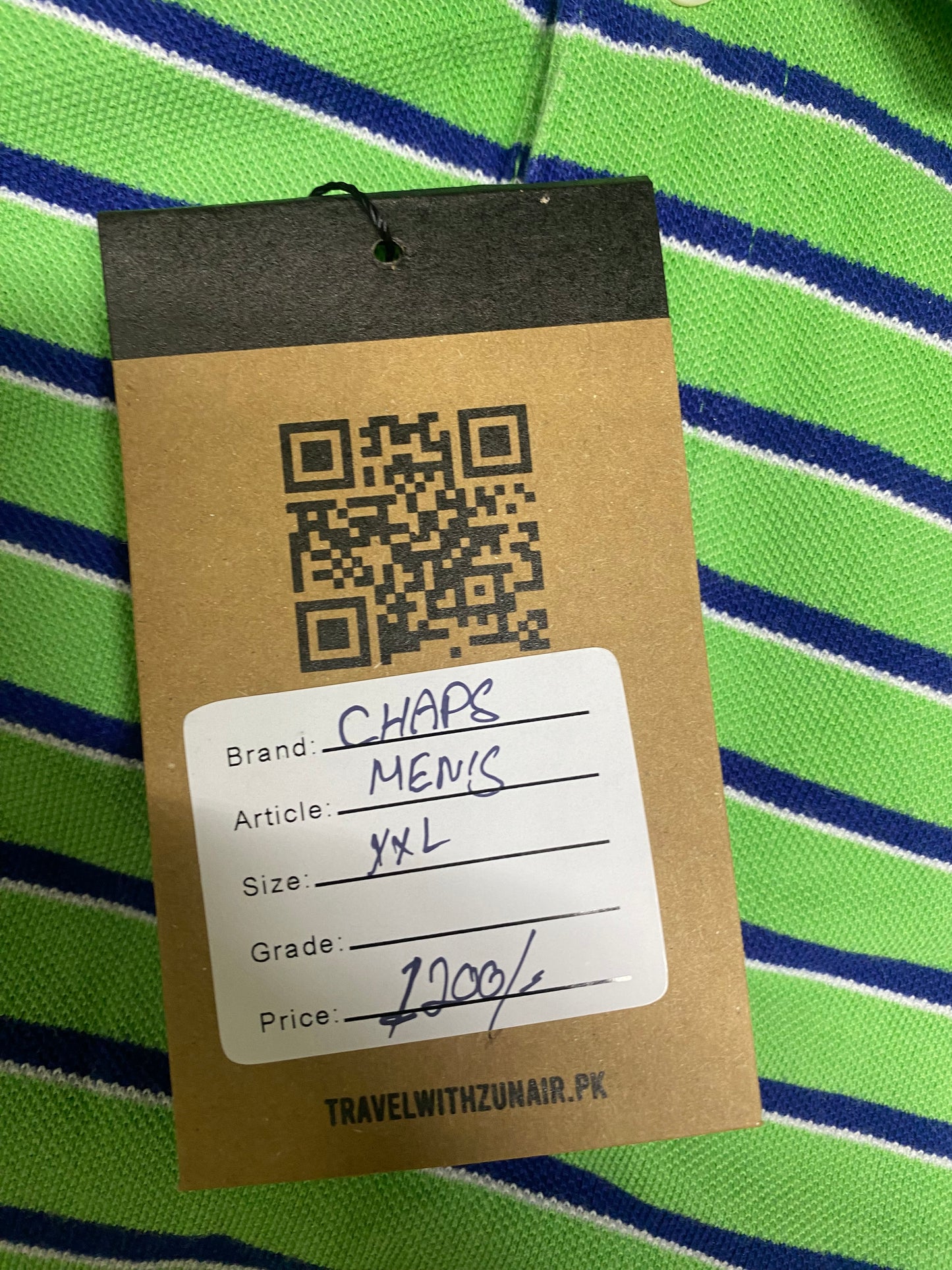 CHAPS Lime Green Blue White Mens Short Sleeve