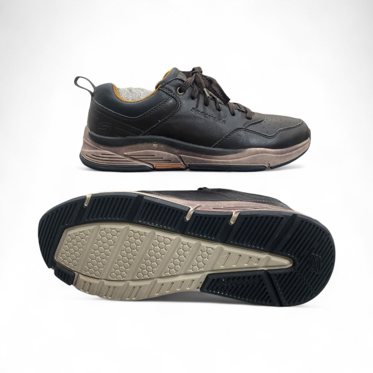 Skechers Men's Benago Treno Leather Lace Up Oxford Chocolate
