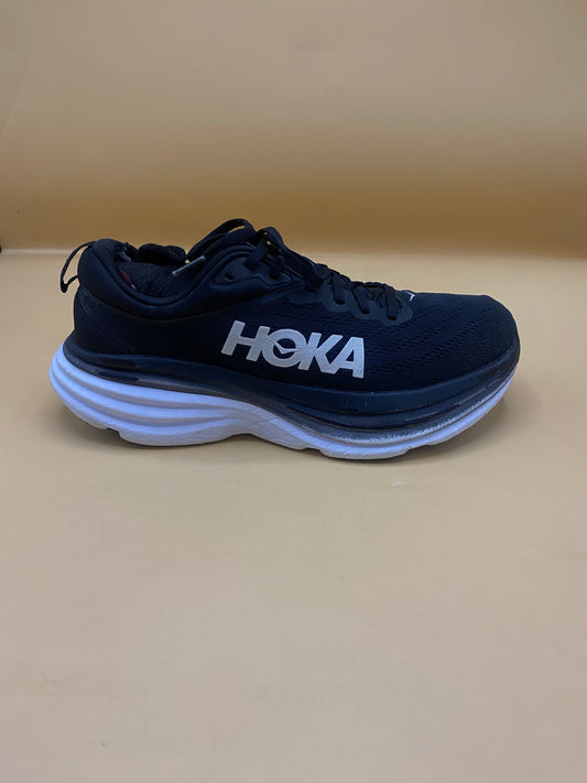 HOKA MENS BONDI 8 WHITE/BLACK MESH COMFORTABLE ATHLETIC