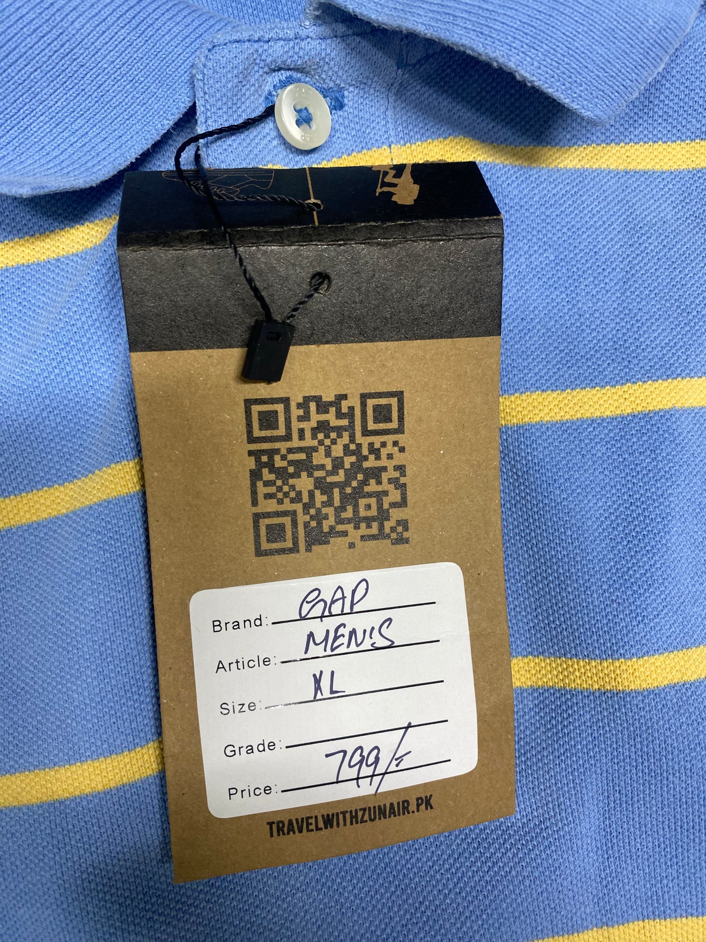 GAP Men's Blue & Yellow Shirt