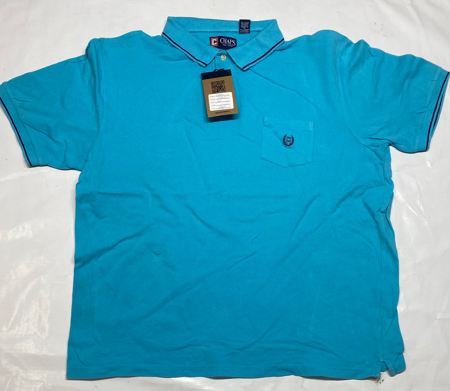 Chaps Mens Light Blue Cotton Short Sleeve